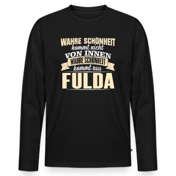 FULDA - Schönheit - Männer Premium Bio Langarmshirt - Schwarz - Vorne - Nico (187cm)