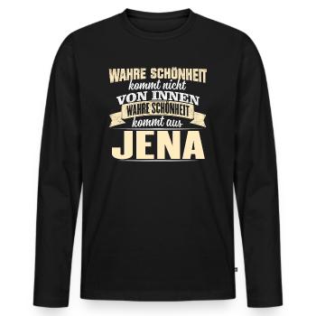 JENA - Schönheit - Männer Premium Bio Langarmshirt - Schwarz - Vorne - Nico (187cm)