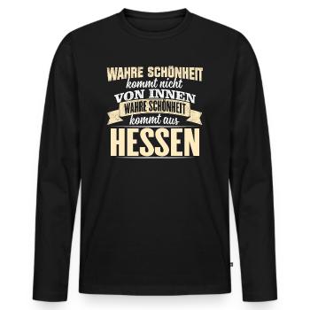 HESSEN - Schönheit - Männer Premium Bio Langarmshirt - Schwarz - Vorne - Nico (187cm)