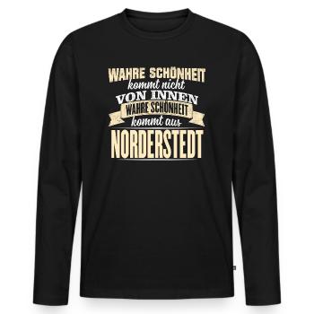 NORDERSTEDT - Schönheit - Männer Premium Bio Langarmshirt - Schwarz - Vorne - Nico (187cm)