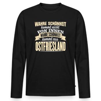 OSTFRIESLAND - Schönheit - Männer Premium Bio Langarmshirt - Schwarz - Vorne - Nico (187cm)