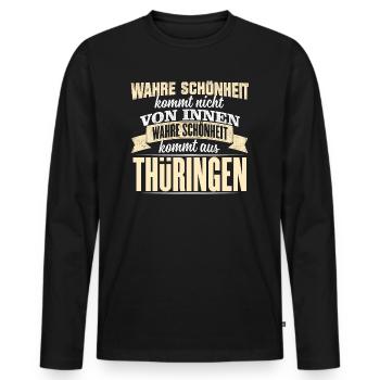 THÜRINGEN - Schönheit - Männer Premium Bio Langarmshirt - Schwarz - Vorne - Nico (187cm)