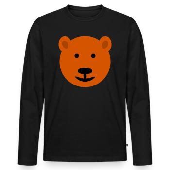 Bear Face, Brown Bear, - Men's Premium Organic Long Sleeve Shirt - black - Front - Nico (187cm)