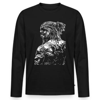 Vikings Nordiques Rune Vikings Walhalla Vikings - T-shirt manches longues Premium bio Homme - noir - Devant - Nico (187cm)