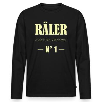 Râler c'est ma passion n° 1 - T-shirt manches longues Premium bio Homme - noir - Devant - Nico (187cm)