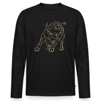 Taureau / Wall Street Haussier / Bourse / Lambo - T-shirt manches longues Premium bio Homme - noir - Devant - Nico (187cm)