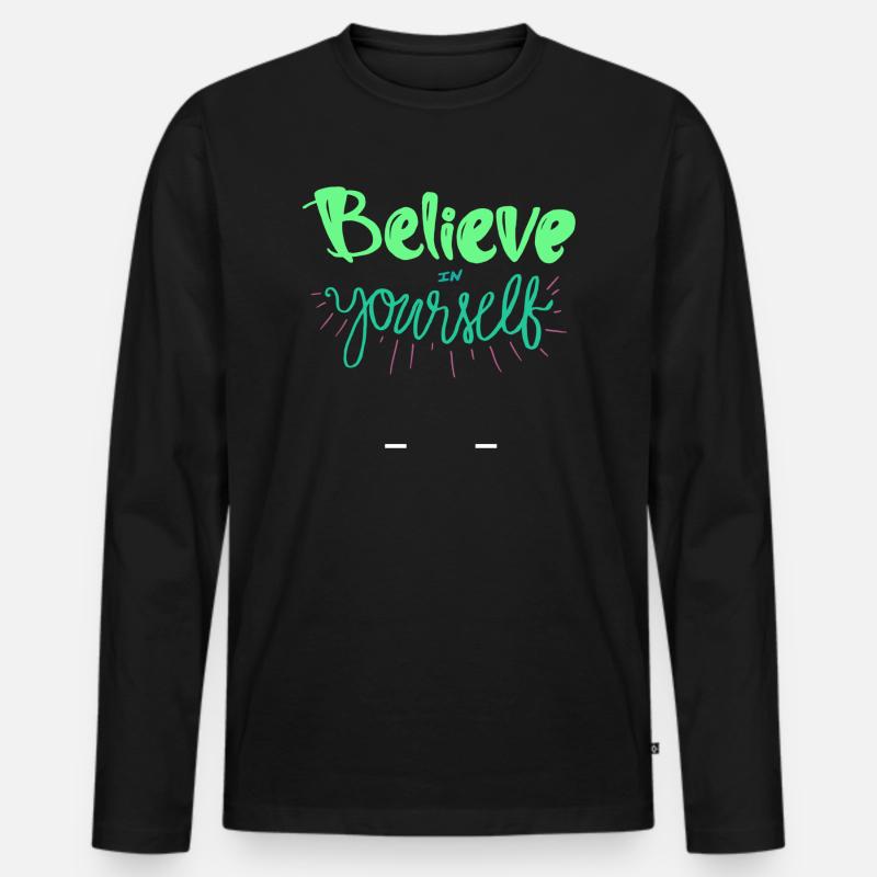 Motivation - Männer Premium Bio Langarmshirt - Schwarz
