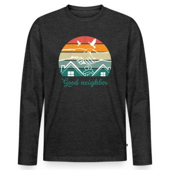 Good neighbor WW - Men's Premium Organic Long Sleeve Shirt - heather anthracite - Front - Nico (187cm)