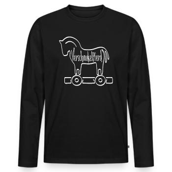 Wortklauberei - Trojanisches VerschaukelPferd 2 - Männer Premium Bio Langarmshirt - Schwarz - Vorne - Nico (187cm)