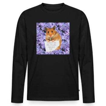 Hamster Zettel Botschaft Toller Mensch bist - Männer Premium Bio Langarmshirt - Schwarz - Vorne - Nico (187cm)