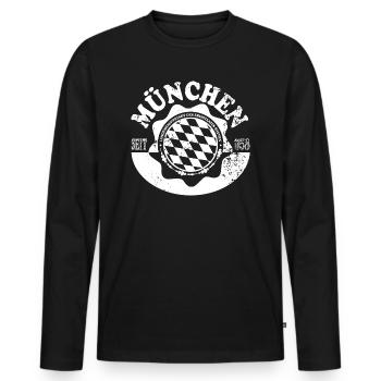 Munich - T-shirt manches longues Premium bio Homme - noir - Devant - Nico (187cm)