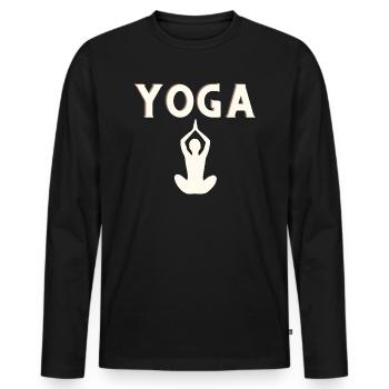 yoga - Männer Premium Bio Langarmshirt - Schwarz - Vorne - Nico (187cm)