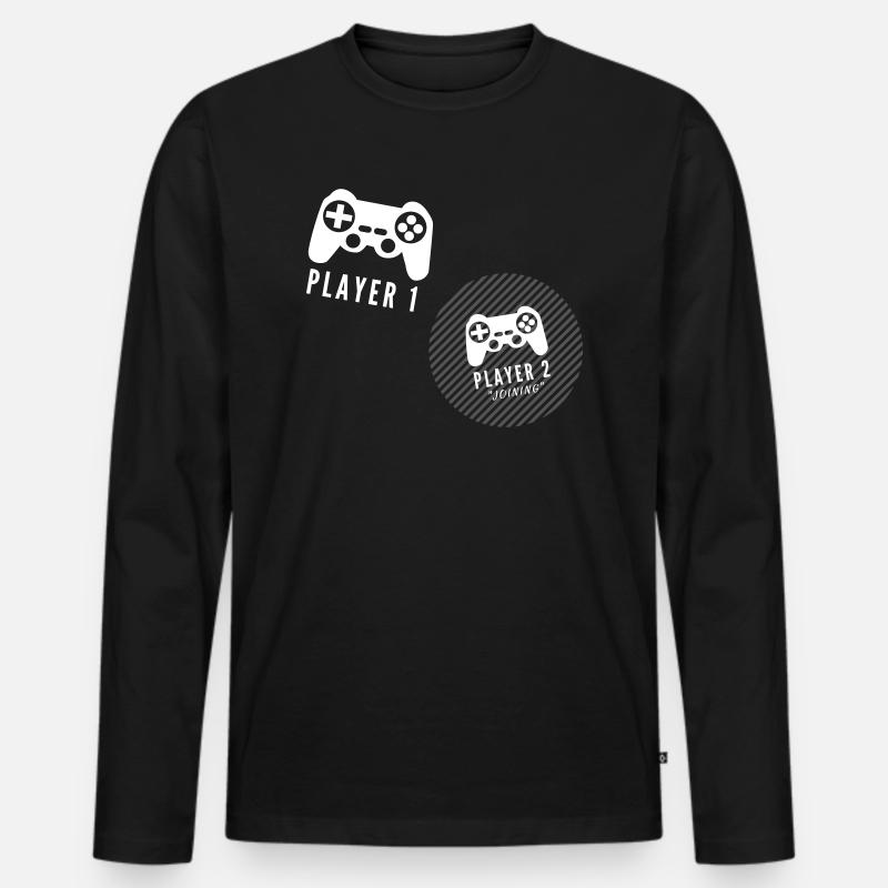Player 2 joining - Männer Premium Bio Langarmshirt - Schwarz