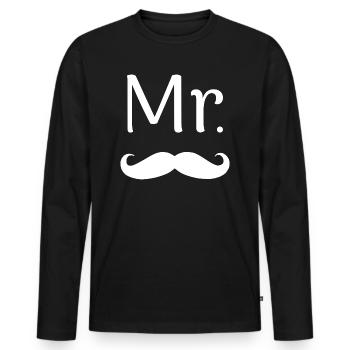 M. MISTER MAN BEARD - T-shirt manches longues Premium bio Homme - noir - Devant - Nico (187cm)