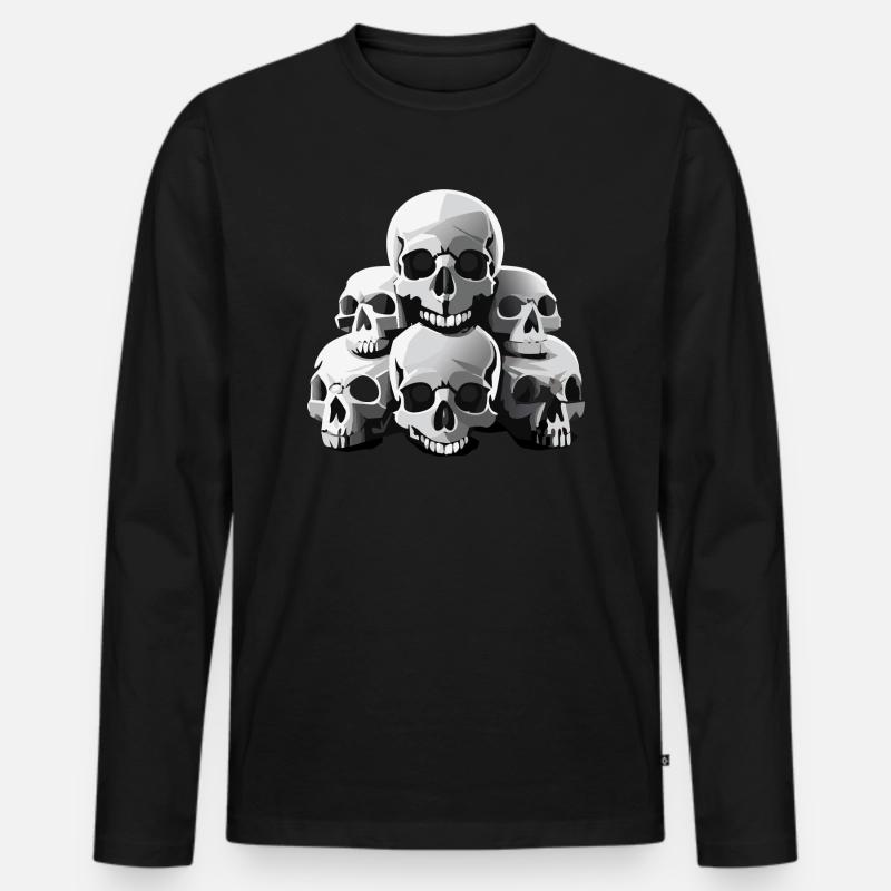 Totenköpfe - Männer Premium Bio Langarmshirt - Schwarz