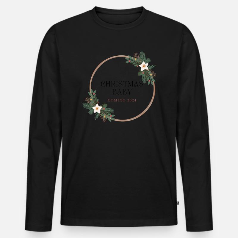 Weihnachtsbaby - Männer Premium Bio Langarmshirt - Schwarz