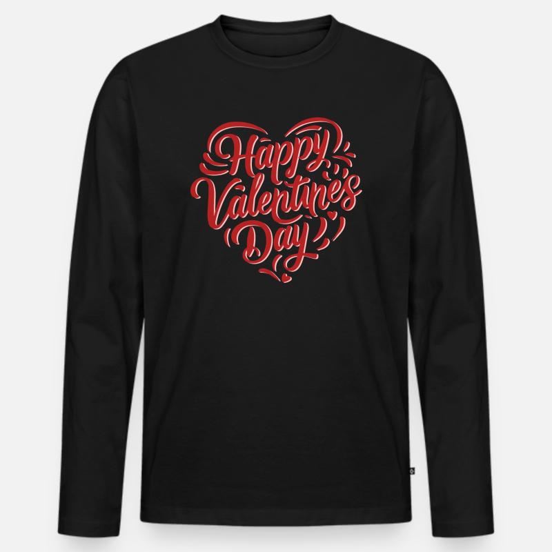Happy Valentine's Day - Männer Premium Bio Langarmshirt - Schwarz