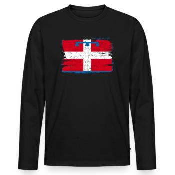 Drapeau du Piémont Italie drapeau paix Vintage - T-shirt manches longues Premium bio Homme - noir - Devant - Nico (187cm)