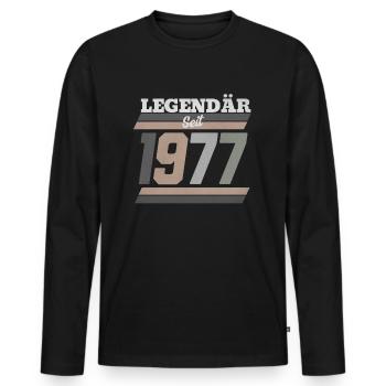 Legendär seit 1977 - Männer Premium Bio Langarmshirt - Schwarz - Vorne - Nico (187cm)