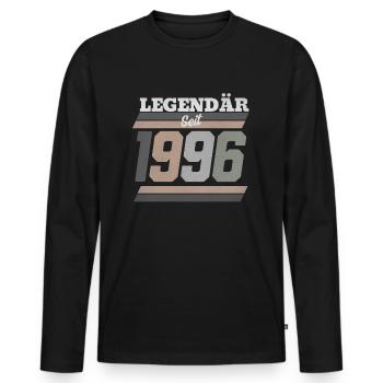 Legendär seit 1996 - Männer Premium Bio Langarmshirt - Schwarz - Vorne - Nico (187cm)