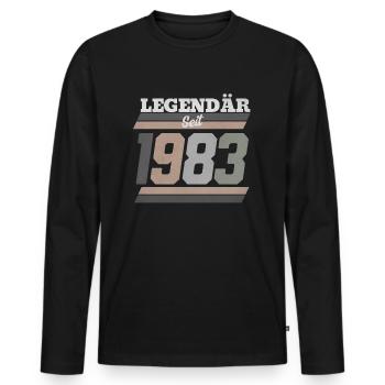 Legendär seit 1983 - Männer Premium Bio Langarmshirt - Schwarz - Vorne - Nico (187cm)