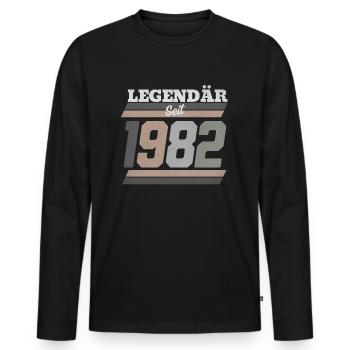 Legendär seit 1982 - Männer Premium Bio Langarmshirt - Schwarz - Vorne - Nico (187cm)