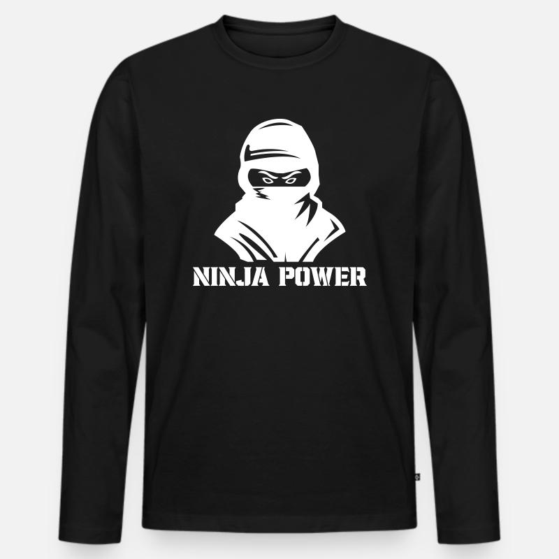 ninja power - Männer Premium Bio Langarmshirt - Schwarz