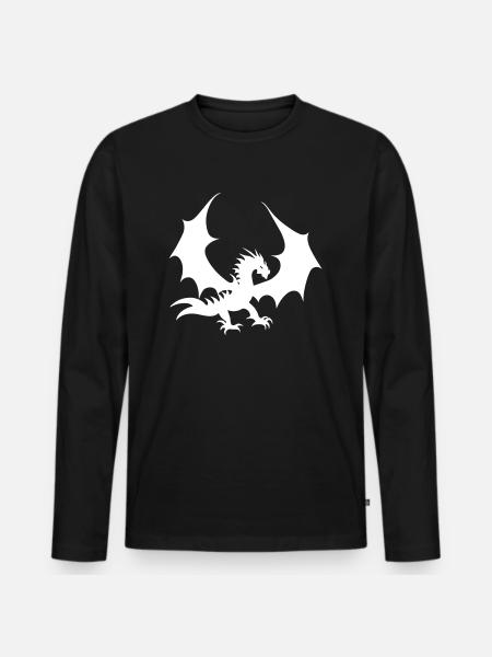 Cool White Dragon - Men's Premium Organic Long Sleeve Shirt - black