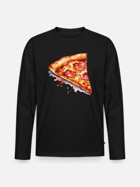 pizza - Men's Premium Organic Long Sleeve Shirt - black