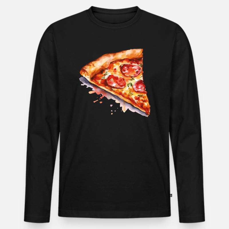 pizza - Männer Premium Bio Langarmshirt - Schwarz