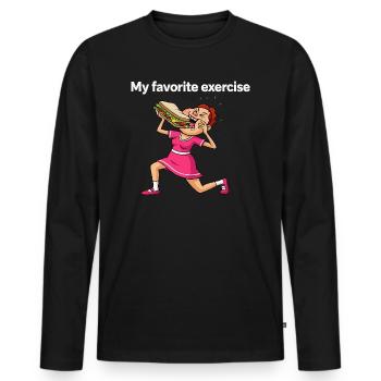 Exercice préféré - T-shirt manches longues Premium bio Homme - noir - Devant - Nico (187cm)