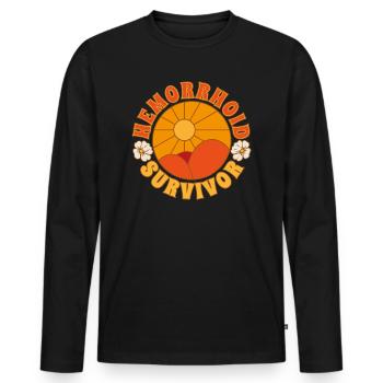 Hemorrhoid Survivor - Men's Premium Organic Long Sleeve Shirt - black - Front - Nico (187cm)