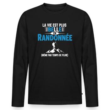 Life is more beautiful in Hiking humor gift - Men's Premium Organic Long Sleeve Shirt - black - Front - Nico (187cm)