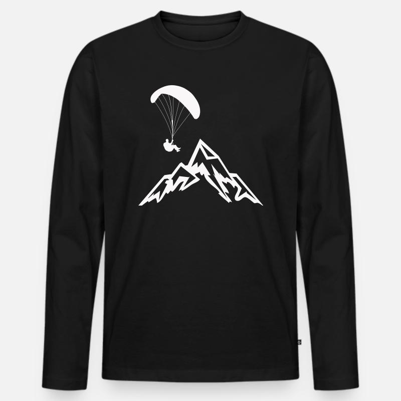 Gleitschirmflieger Fallschirmspringer - Männer Premium Bio Langarmshirt - Schwarz