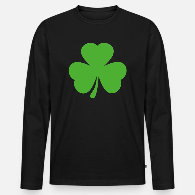 Kleeblatt Shamrock - Männer Premium Bio Langarmshirt - Schwarz