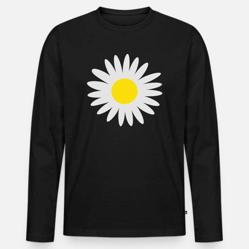 Gänseblümchen - Männer Premium Bio Langarmshirt - Schwarz