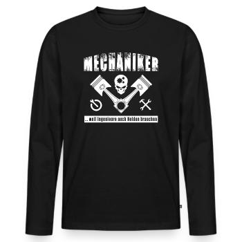 Mechaniker - Weil Ingenieure Auch Helden Brauchen - Männer Premium Bio Langarmshirt - Schwarz - Vorne - Nico (187cm)