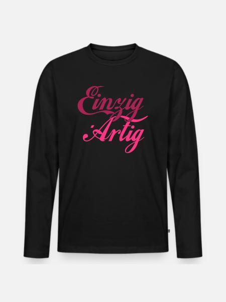 Einzig Artig - Männer Premium Bio Langarmshirt - Schwarz