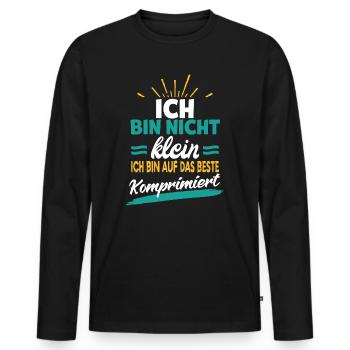 Spruch für kleine - ich bin nicht klein ich bin - Männer Premium Bio Langarmshirt - Schwarz - Vorne - Nico (187cm)