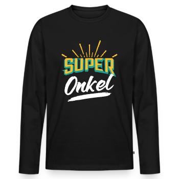Onkel Super Onkel - Männer Premium Bio Langarmshirt - Schwarz - Vorne - Nico (187cm)