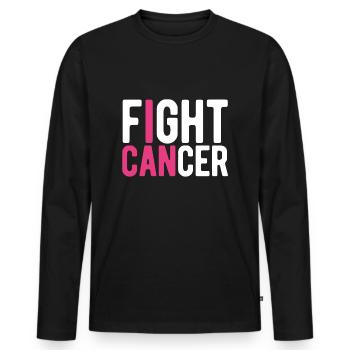 Combattre le cancer - T-shirt manches longues Premium bio Homme - noir - Devant - Nico (187cm)