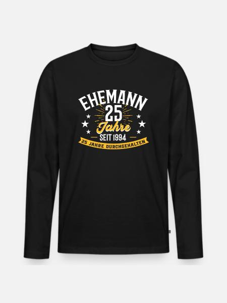 Husband silver wedding silver wedding 25 years - Men's Premium Organic Long Sleeve Shirt - black