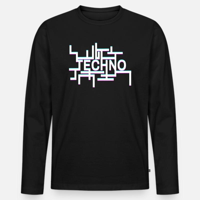 Techno - Männer Premium Bio Langarmshirt - Schwarz