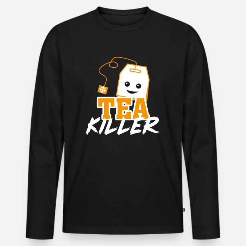 Teetrinker Tee - Männer Premium Bio Langarmshirt - Schwarz