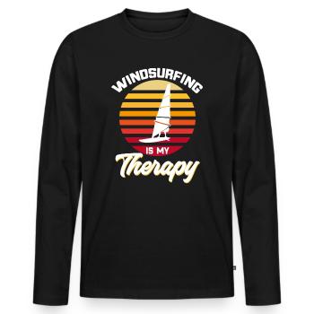 Surfers Windsurfers Le windsurf est ma thérapie - T-shirt manches longues Premium bio Homme - noir - Devant - Nico (187cm)