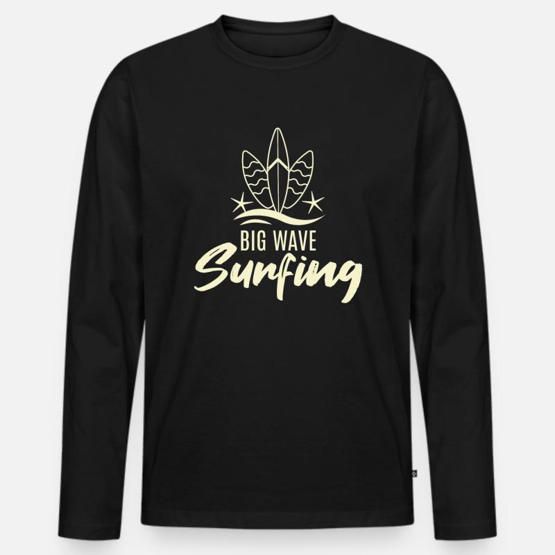Surfer Surfboard Surfen - Männer Premium Bio Langarmshirt - Schwarz