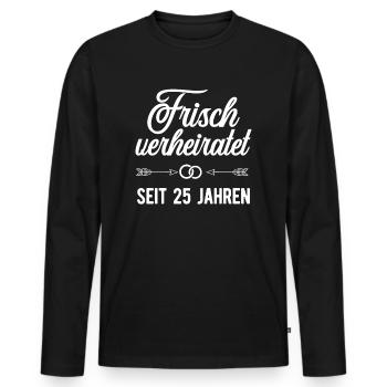 Mariage argenté 25 ans - T-shirt manches longues Premium bio Homme - noir - Devant - Nico (187cm)