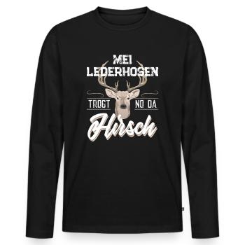 Lederhosen - Männer Premium Bio Langarmshirt - Schwarz - Vorne - Nico (187cm)