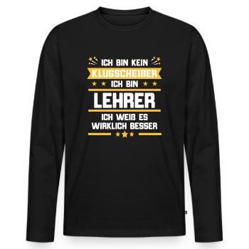 Lehrer - Männer Premium Bio Langarmshirt - Schwarz - Vorne - Nico (187cm)
