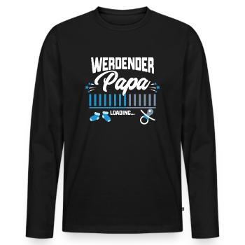 femme enceinte père fils naissance fille chargement - T-shirt manches longues Premium bio Homme - noir - Devant - Nico (187cm)